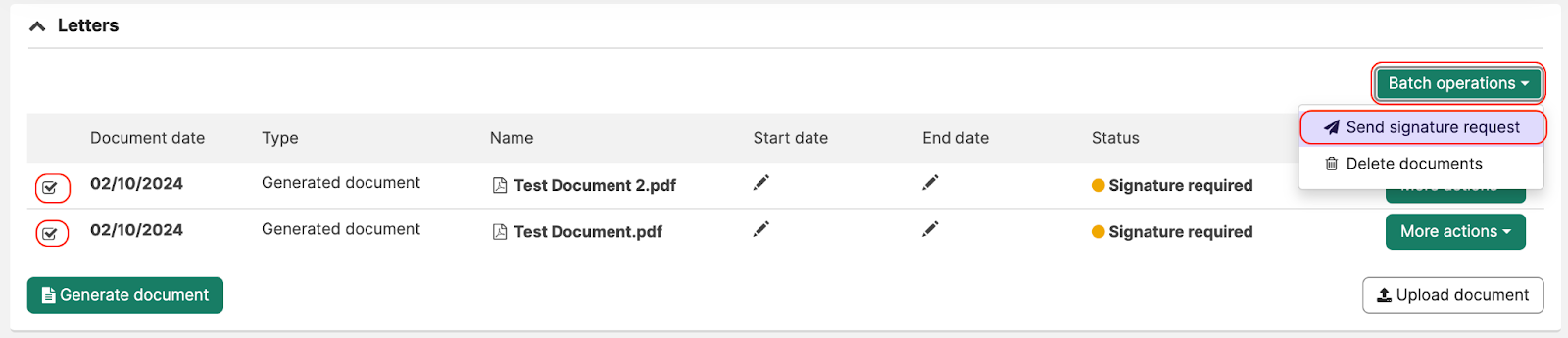 AdminPulse batch signature request