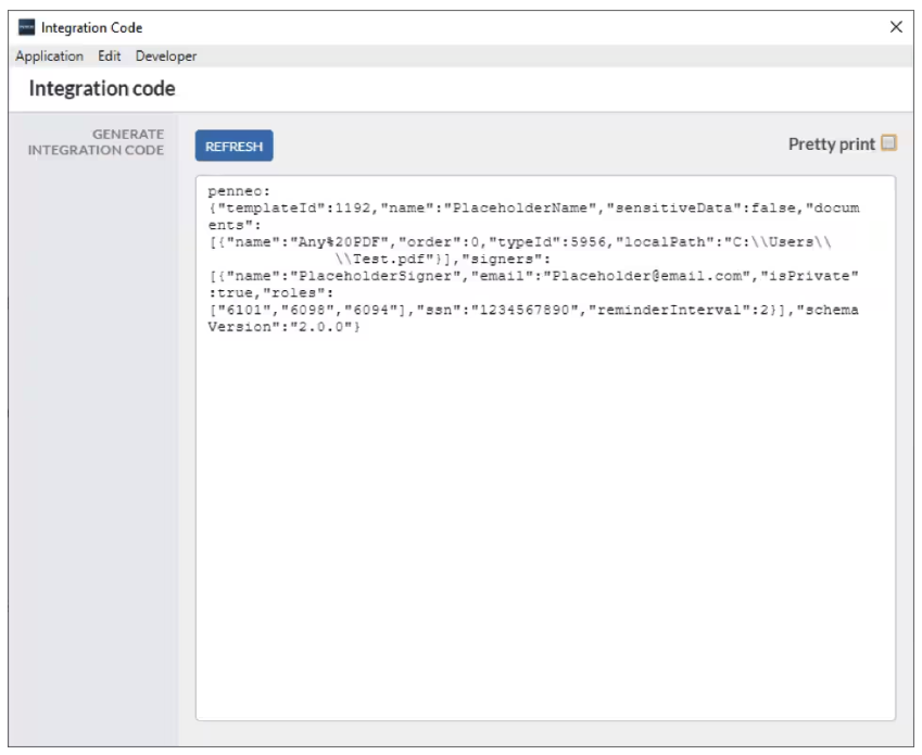Screenshot showing where to find Create Integration Code
